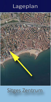 Avenida Sofia, Lage des Gay friendly Hotel am Strand von Sitges