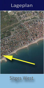 Best Western Subur Maritim, Lage des Gay friendly Hotel am westlichen Strand von Sitges