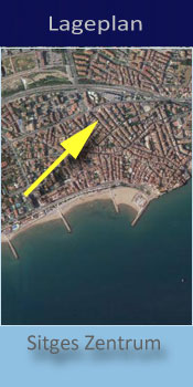 Galeon, Lage des Gay friendly Hotel im Zentrum von Sitges