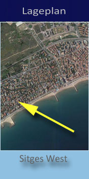 Ibersol Antemare, Lage des Gay friendly Hotel am westlichen Strand von Sitges