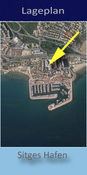 Melia Sitges, Lage des Gay friendly Hotel an der Marina von Sitges