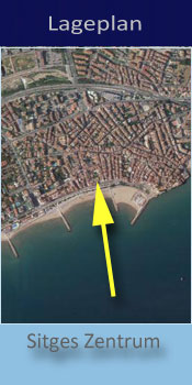 Platjador, Lage des Gay friendly Hotel am Strand von Sitges