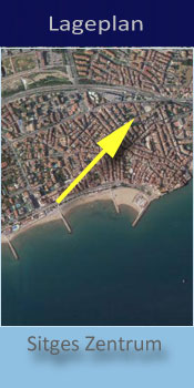 Romantic de Sitges, Lage des Gay Hotel im Zentrum von Sitges