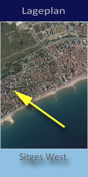 Hotel Sitges, Lage des Gay friendly Hotel im Westen von Sitges